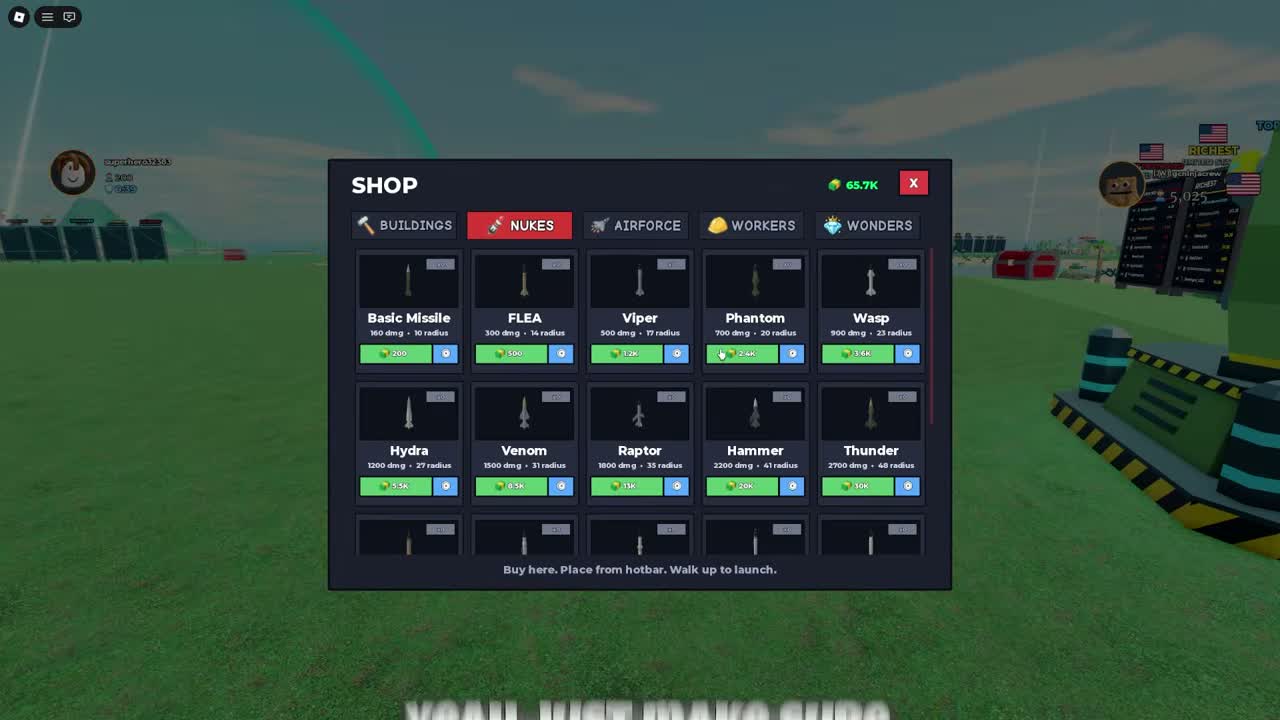 Recorded missile shop