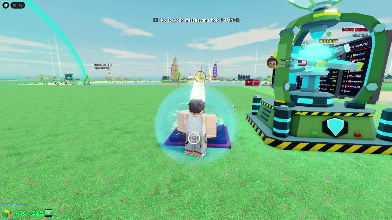 Hold to launch at a placed missile